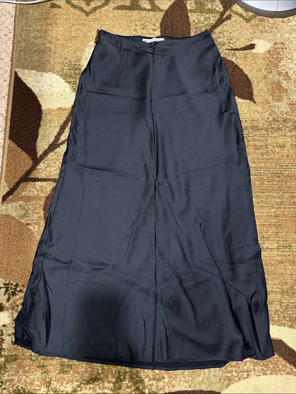 Abercrombie & Fitch Satin Maxi Slip Skirt in Black